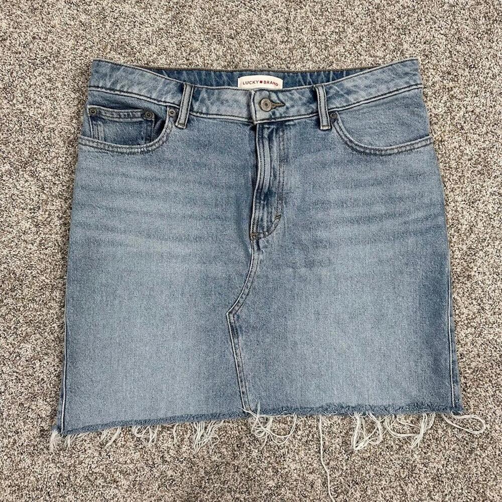LUCKY BRAND Womens Skirt Demin 10/30 Cut Off High Rise Pencil Light Wash Country